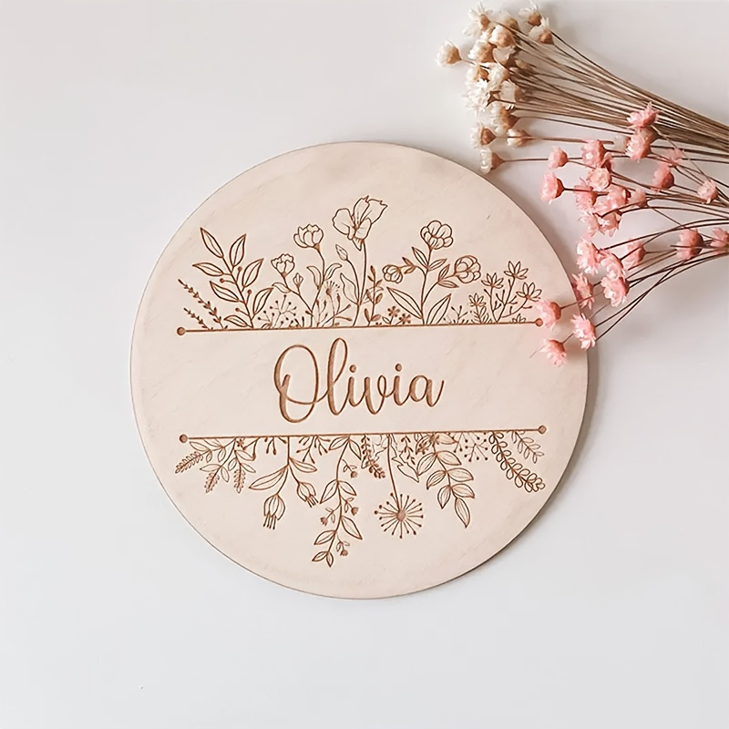 Personalized Engraved Gift - Placa con Nombre Grabado Floral Personalizada,